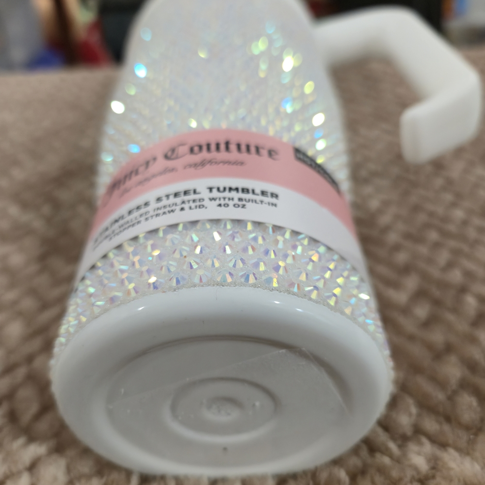 Juicy Couture 40oz Bling Tumbler Discontinued Rare Rhinestone Cup Iridescent NEW - Picture 7 of 10